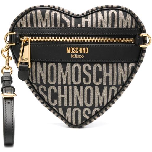 Moschino clutch con logo jacquard - nero
