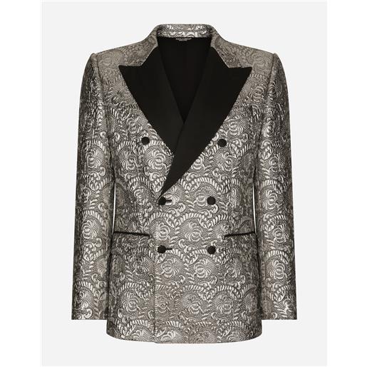 Dolce & Gabbana giacca tuxedo sicilia doppiopetto jacquard lame'