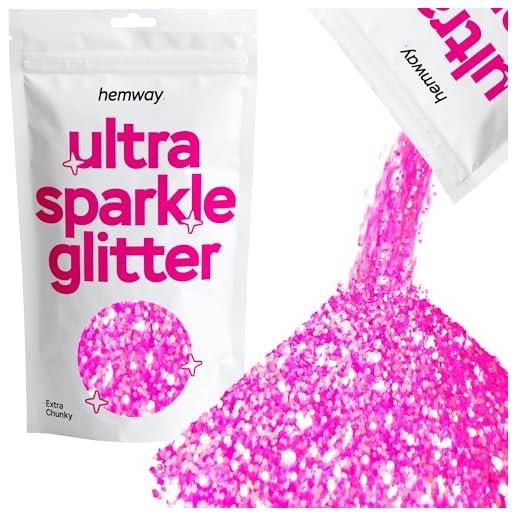 Hemway extra 1 millimetro chunky glitter 100g 3,5 once cosmetici sicuri 1/24 0.04 baby pink