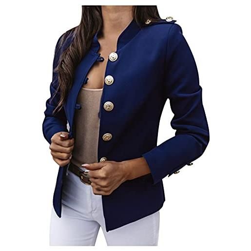 WinvOx blazer, giacca sportiva da donna, in tessuto, trapuntata, con colletto alto, impermeabile, per l'autunno, leggera, per le mezze stagioni, per l'autunno e l'inverno, elegante, tinta unita, per il