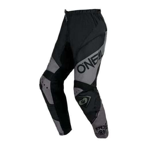 O'NEAL | pantaloni enduro mx motocross | massima libertà di movimento, design leggero, traspirante e resistente | element racewear v. 24 pants | adulto | nero grigio | taglia 38