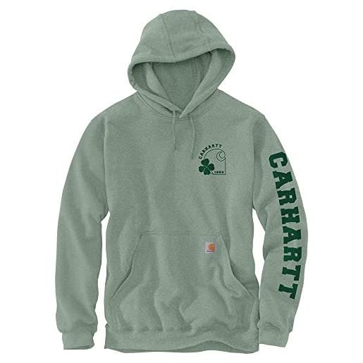 Carhartt loose fit midweight hooded shamrock sweatshirt maglia di tuta uomo maglia di tuta, uomo verde (jade heather), s