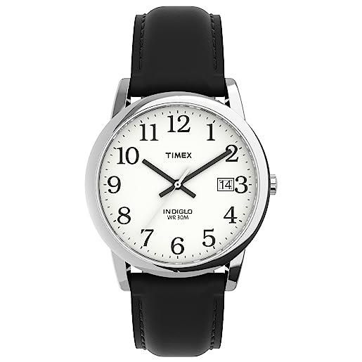 Timex t2h281 orologio al quarzo, da uomo, con cinturino in pelle nera, da 35 mm