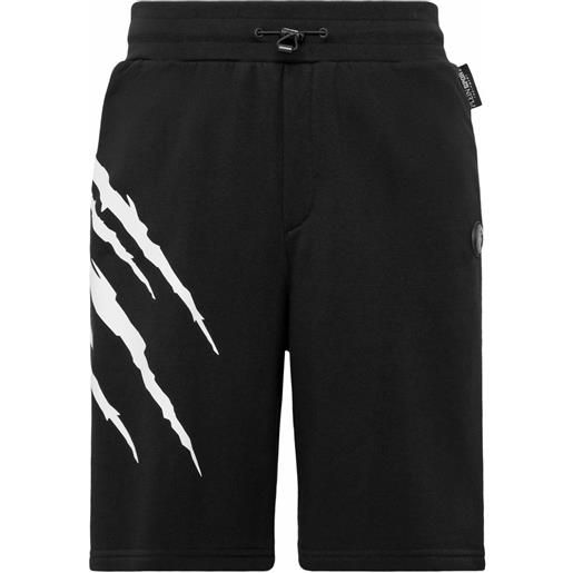 Plein Sport shorts scratch con vita elasticizzata - nero