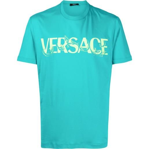 Versace t-shirt con stampa barocco silhouette - verde