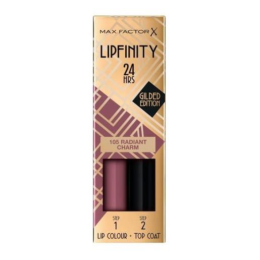 Max Factor lipfinity 24hrs lip colour rossetto a lunga durata con balsamo 4.2 g tonalità 105 radiant charm