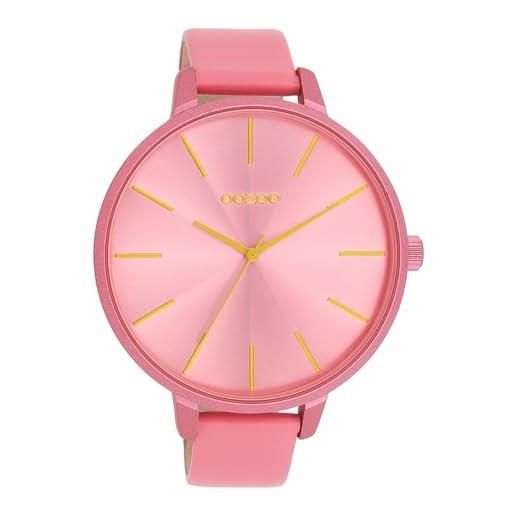 Oozoo timepieces - orologio da polso da donna con cinturino in pelle, di alta qualità, da donna, elegante, analogico, rotondo, pink shell pink shell/yellow