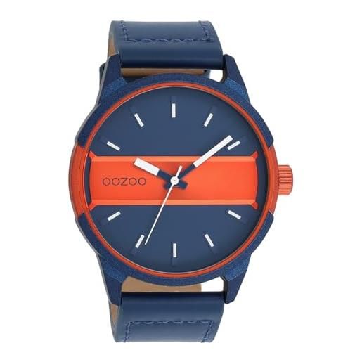 Oozoo timepieces c11230_c11234_parent orologio da uomo | orologio da polso da uomo di alta qualità | orologio analogico da uomo, blu/arancione fluo/arancione fluo/bianco