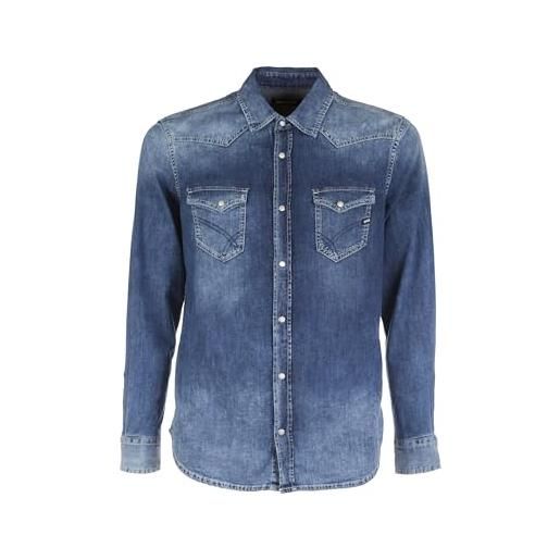 Gas camicia manica lunga in jeans kant x 151258010355 xxl blu blu scuro