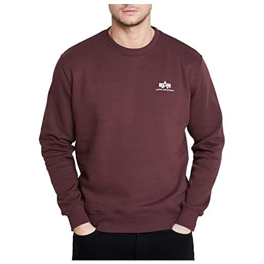 Alpha industries basic sweater felpa con logo piccolo da uomo maglione, black, m
