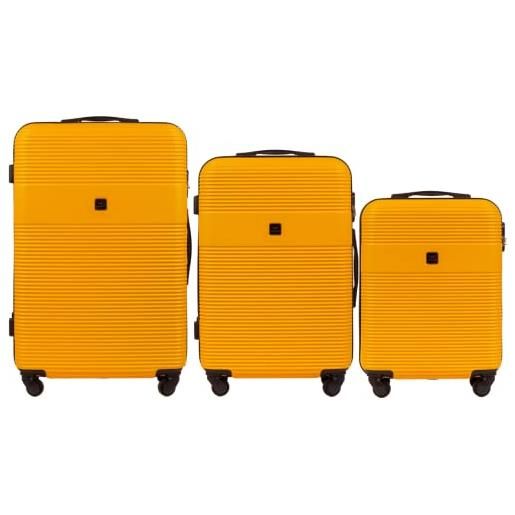 W WINGS wings valigetta da viaggio - valigetta leggera con ruote e manico telescopico, d yellow, 3 set, valigia