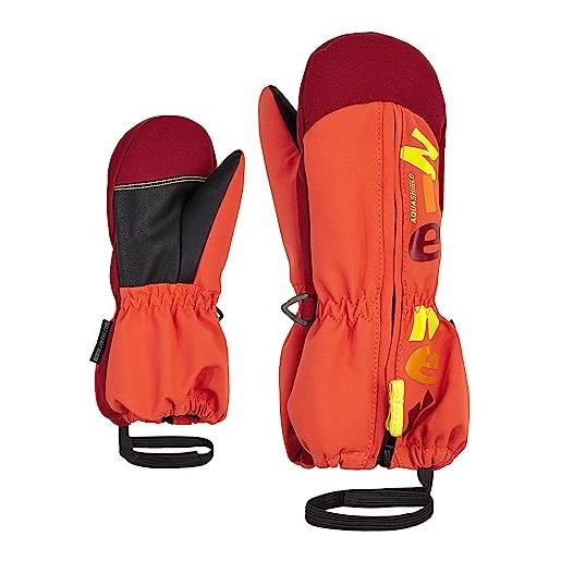 Ziener baby langelo - guanti da sci per sport invernali, impermeabili, traspiranti, colore arancione bruciato, 110