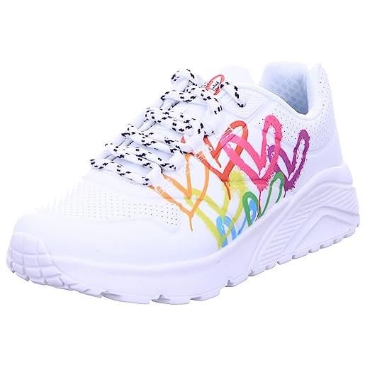 Skechers uno lite, scarpe da ginnastica bambine e ragazze, finiture multiple in poliuretano bianco, 33 eu