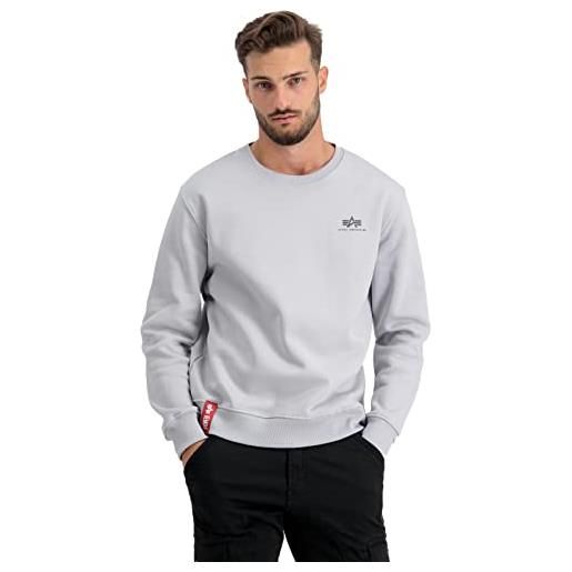 Alpha industries basic sweater felpa con logo piccolo da uomo maglione, black, m