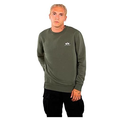 Alpha industries basic sweater felpa con logo piccolo da uomo black