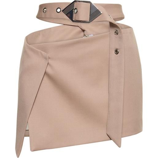 THE ATTICO minigonna in gabardina con cintura