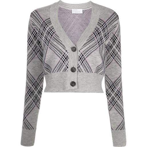 Giuseppe Di Morabito cardigan a quadri crop - grigio