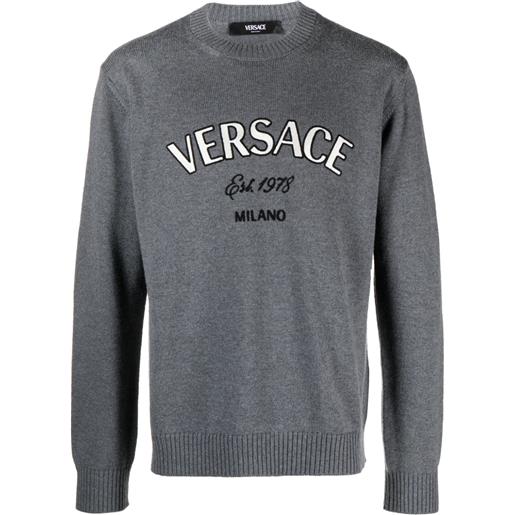 Versace maglione milano stamp con ricamo - grigio