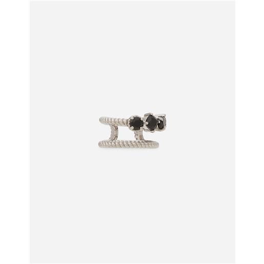 Dolce & Gabbana orecchino anna in oro bianco 18kt e spinelli neri