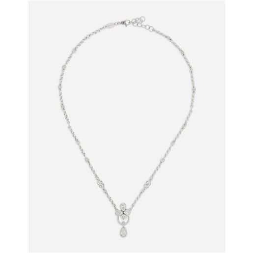 Dolce & Gabbana collana easy diamond in oro bianco 18kt e diamanti