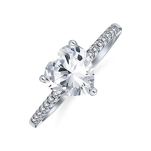 Bling Jewelry romantico classico 2.5ct. 925 argento sterling zirconia cubica chiara forma di cuore solitario aaa cz anello di fidanzamento per le donne anello di promessa 1mm band
