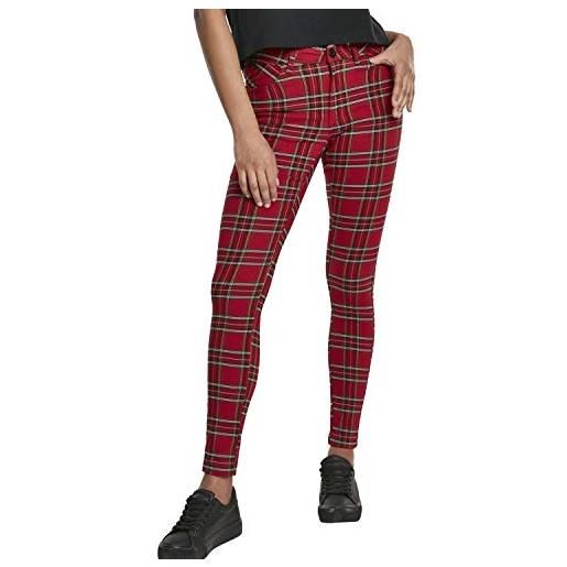 Urban Classics ladies skinny tartan pants pantaloni, multicolore (red/blk 00200), 44 (taglia produttore: 28) donna