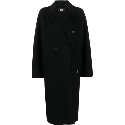 Karl Lagerfeld cappotto doppiopetto con revers a lancia - nero