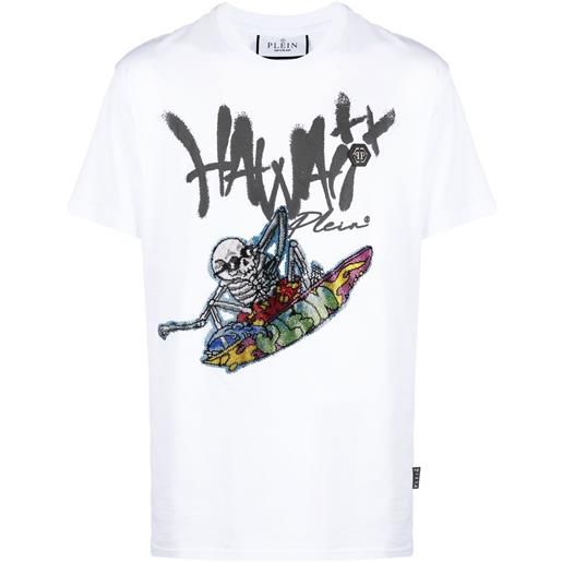 Philipp Plein t-shirt hawaii con stampa - bianco
