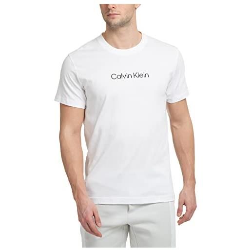 Calvin Klein t-shirt uomo ck manica corta girocollo con stampa logo davanti articolo km0km00843 crew neck logo, ycd pvh classic white, m