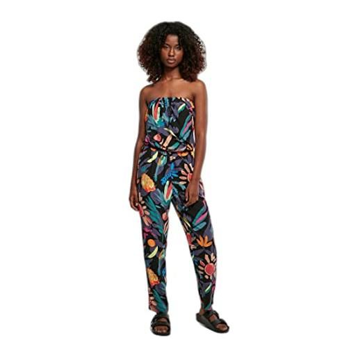 Urban Classics ladies viscose bandeau jumpsuit, shirt donna, multicolore (blackfruity), l