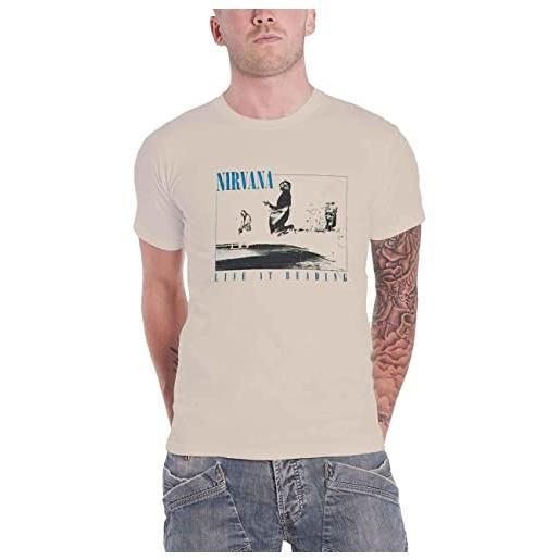 Nirvana t shirt live at reading band logo official mens sand, beige, xl unisex-adulto
