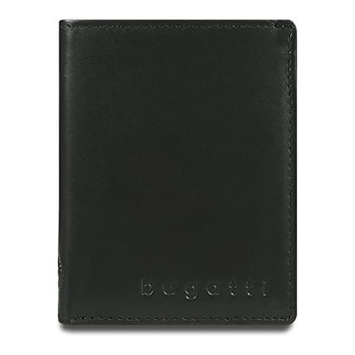 Bugatti primo porta carte bancarie uomo in pelle rfid 9 carte, portafoglio mini - nero, s, classico, nero, s, classico
