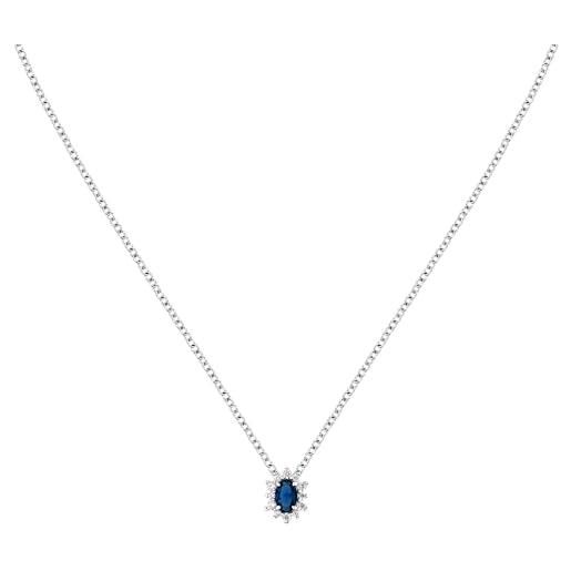 Morellato collana donna in argento 925‰, zircone blu, collezione tesori - saiw150