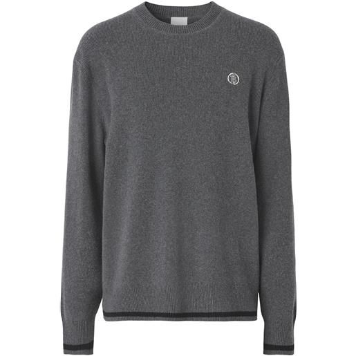 Burberry monogram-motif cashmere-cotton blend jumper - grigio