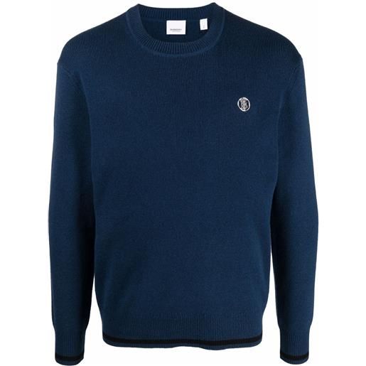 Burberry maglione con monogramma - blu