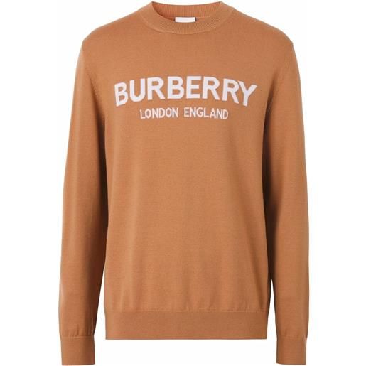 Burberry maglione con logo - marrone