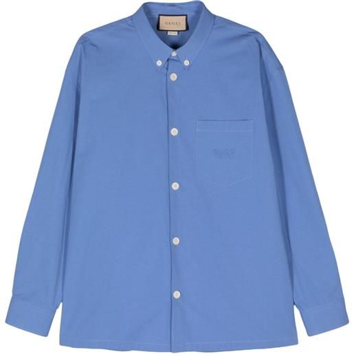 Gucci camicia con ricamo - blu