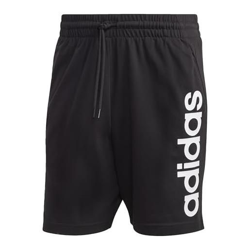 adidas aeroready essentials single jersey linear logo shorts, pantaloncini uomo, nero, xl