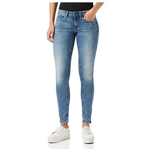 G-STAR RAW women's midge zip mid-waist skinny jeans, blu (lt vintage aged destroy d05281-8968-9114), 22w / 30l