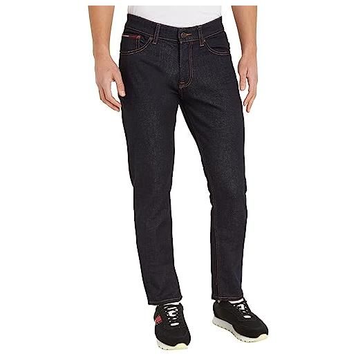 Tommy Jeans jeans uomo scanton slim elasticizzati, nero (rinse), 33w / 32l