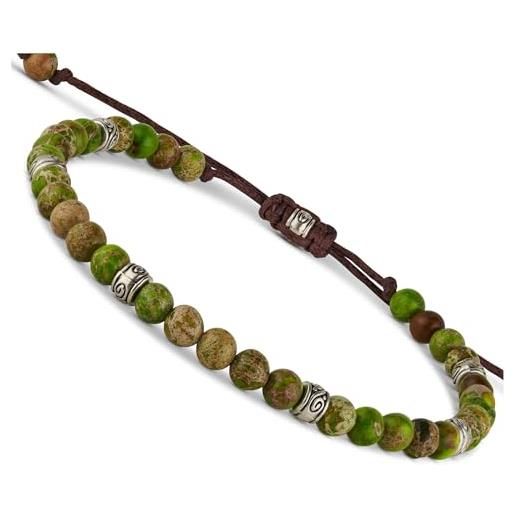 BENAVA bracciale yoga da donna perline di diaspro con perline infinity verde | bracciale di pietre dure per la meditazione | 16-24 cm