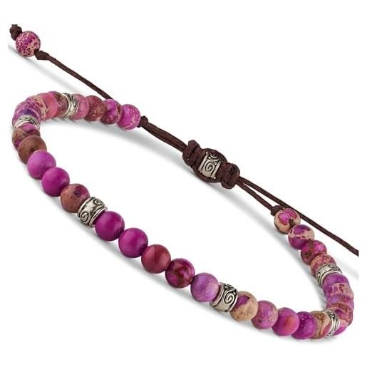 BENAVA bracciale yoga da donna perline di diaspro con perline infinity rosa | bracciale di pietre dure per la meditazione | 16-24 cm