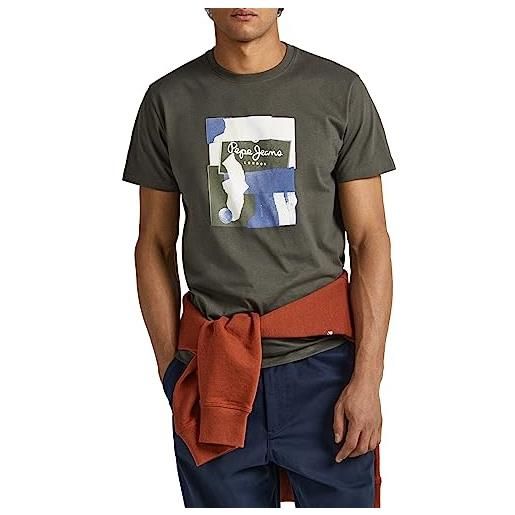 Pepe Jeans oldwive, t-shirt uomo, verde (olive), m