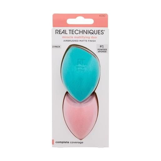 Real Techniques miracle mattifying duo cofanetti spugna per trucco miracle airblend sponge 1 pz + spugna per cipria miracle powder sponge 1 pz