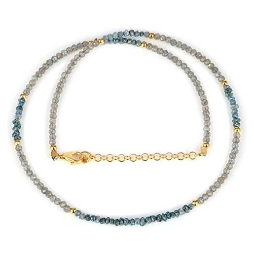 GEMSTONE COUTURE collana da donna con perline di diamanti blu e labradorite, perline di pietre preziose fatte a mano in argento sterling 925-50 cm