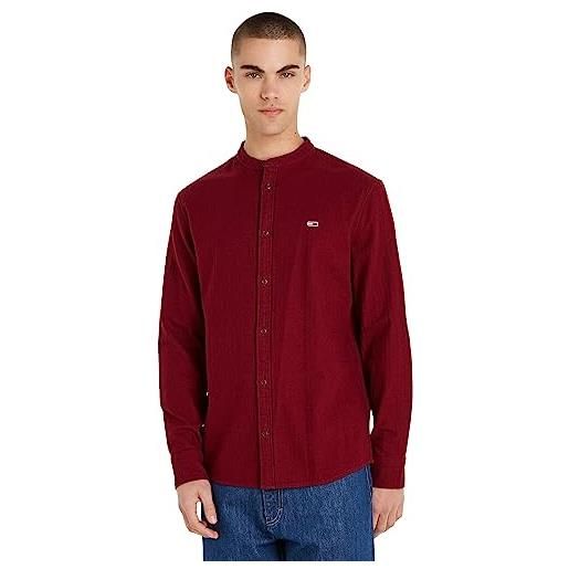 Tommy Jeans camicia uomo mao flannel shirt maniche lunghe, rosso (rouge), xl