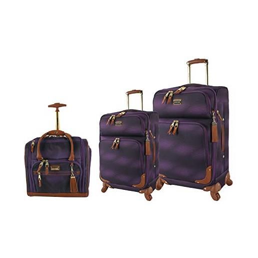 Steve Madden designer luggage collection - set di valigie da viaggio softside espandibili leggere - il set da viaggio include una borsa sotto il sedile, 20 pollici carry on e 71,1 cm a quadri valigia, 