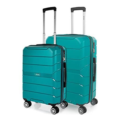 JASLEN - set valigie - set valigie rigide offerte. Valigia grande rigida, valigia media rigida e bagaglio a mano. Set di valigie con lucchetto combinazione tsa 161415, verde