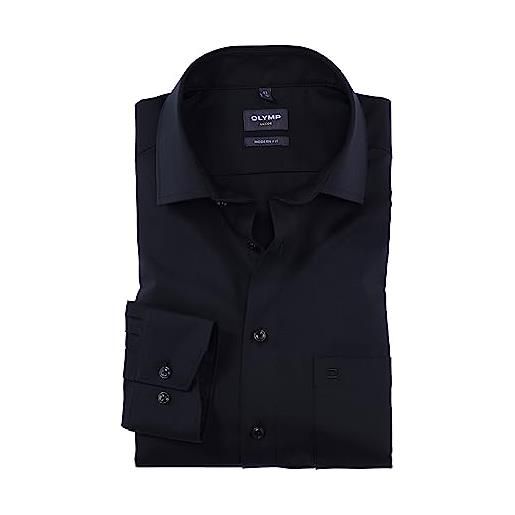 Olymp camicia da lavoro da uomo a maniche lunghe, luxor, twill, modern fit, global kent, nero 68. , 41