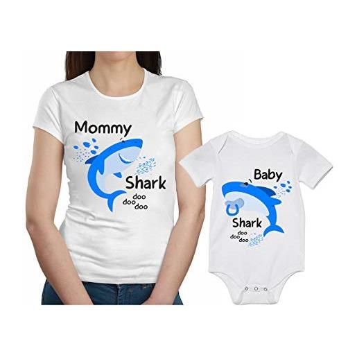 Overthetee coppia t-shirt e body madre figlio festa della mamma mommy shark baby shark t shirt madre figlio idea regalo